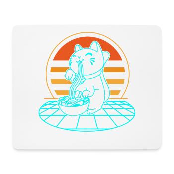 Katze Ramen Retro - Mousepad (Querformat) - Weiß - Vorne