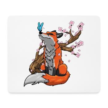 Fuchs Kirschblüten - Mousepad (Querformat) - Weiß - Vorne