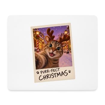 Purr-fect Christmas Katze Selfie - Mousepad (Querformat) - Weiß - Vorne