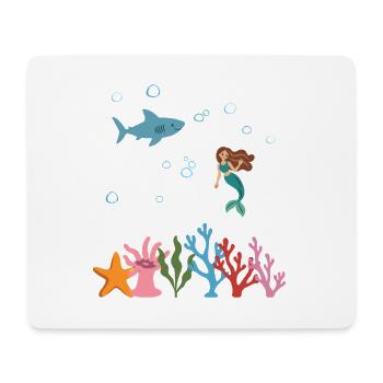 Hai Unterwasser Kinder Meerjungfrau märchenhaft - Mousepad (Querformat) - Weiß - Vorne