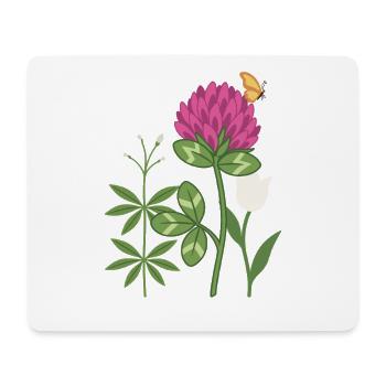 Tulpe Blumen Waldmeister Rotklee floral Zeichnung - Mousepad (Querformat) - Weiß - Vorne