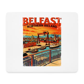 Belfast Northern Ireland Retro City Skyline - Mousepad (Querformat) - Weiß - Vorne