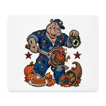 Thanksgiving Nilpferd-Mechaniker mit - Mousepad (Querformat) - Weiß - Vorne