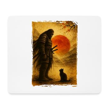 Samurai Bigfoot, Japanisch Grafik, Schwarze Katze - Mousepad (Querformat) - Weiß - Vorne