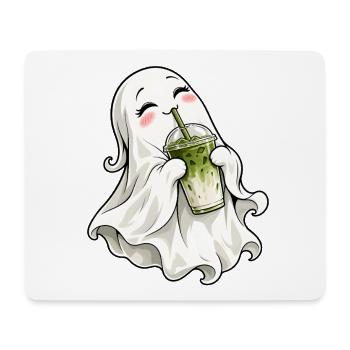 Süßer Geist mit Matcha Latte – Kawaii Halloween - Mousepad (Querformat) - Weiß - Vorne