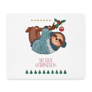 Lustiger Weihnachtslemur, der am Ast hängt - Mousepad (Querformat) - Weiß - Vorne