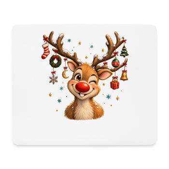 Vintage Christmas Reindeer, Cute Retro Reindeer - Mousepad (Querformat) - Weiß - Vorne