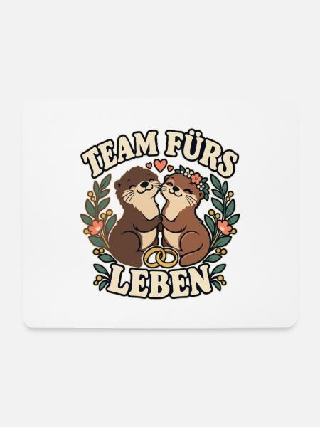 Team fürs Leben – Otter Hochzeit Paar - Mousepad (Querformat) - Weiß