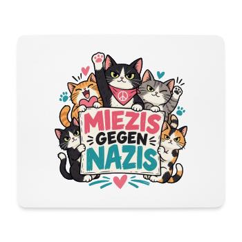Miezis gegen Nazis – Katzenhalter gegen Rechts - Mousepad (Querformat) - Weiß - Vorne