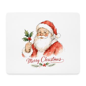 Aquarell Weihnachtsmann mit Stechpalme - Mousepad (Querformat) - Weiß - Vorne
