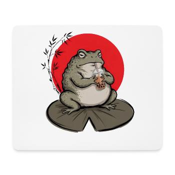 Kröte trinkt Bubble Tea Tuschezeichnung - Mousepad (Querformat) - Weiß - Vorne