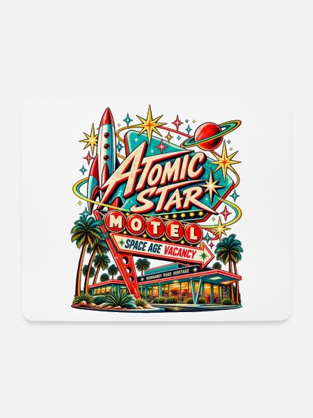 Atomic Star Motel – Vintage-Weltraumzeitalter - Mousepad (Querformat) - Weiß