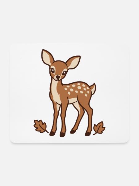 Niedliche Rehkitz-Herbstblätter - Mousepad (Querformat) - Weiß