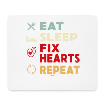 Eat Sleep Fix Hearts Repeat Kardiologe Herz - Mousepad (Querformat) - Weiß - Vorne