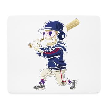 Skelett-Baseballspieler-Cartoon-Stil - Mousepad (Querformat) - Weiß - Vorne