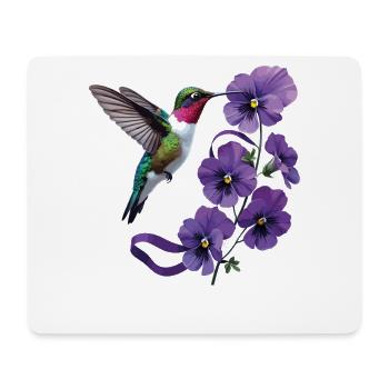 Kolibri-Purpurblumen und Bandstütze - Mousepad (Querformat) - Weiß - Vorne