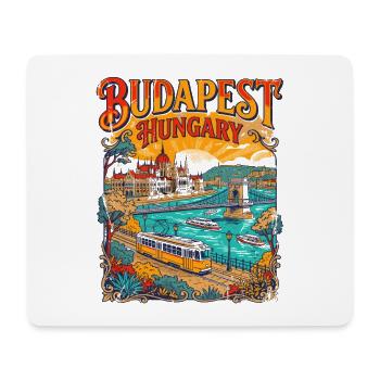 View City Vintage Travel Poster Budapest Hungary - Mousepad (Querformat) - Weiß - Vorne