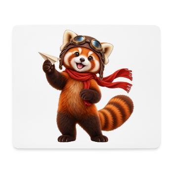 Pilot Red Panda mit Papierflugzeug - Mousepad (Querformat) - Weiß - Vorne