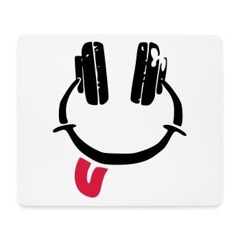 Kopfhörer - Smiley - Zunge - Mousepad (Querformat) - Weiß - Vorne