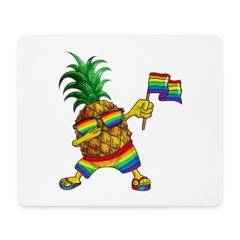 Pineapple Wears Flag, Glasses, Clothes, Rainbow Color - Mouse Pad (horizontal) - white - Front