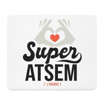 Super ATSEM l unique cadeau atsm - Tapis de souris (format paysage) - blanc - Devant