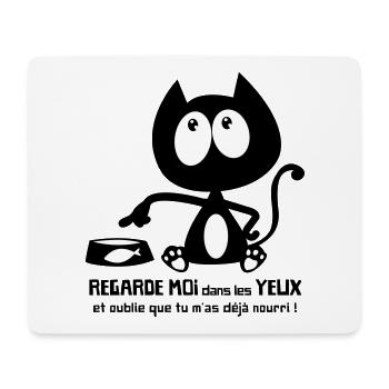 Chat noir mignon demande la nourriture ! humour - Tapis de souris (format paysage) - blanc - Devant