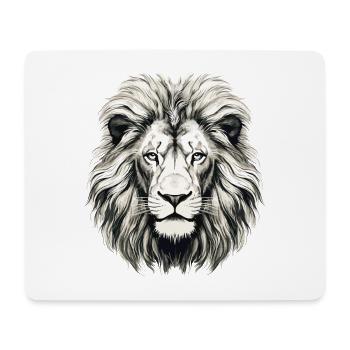 Tête de Lion Noir & Blanc Dessiné Art - Tapis de souris (format paysage) - blanc - Devant
