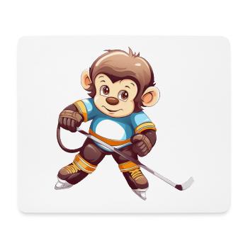 Schimpanse spielt Eishockey, Sportliches - Mousepad (Querformat) - Weiß - Vorne