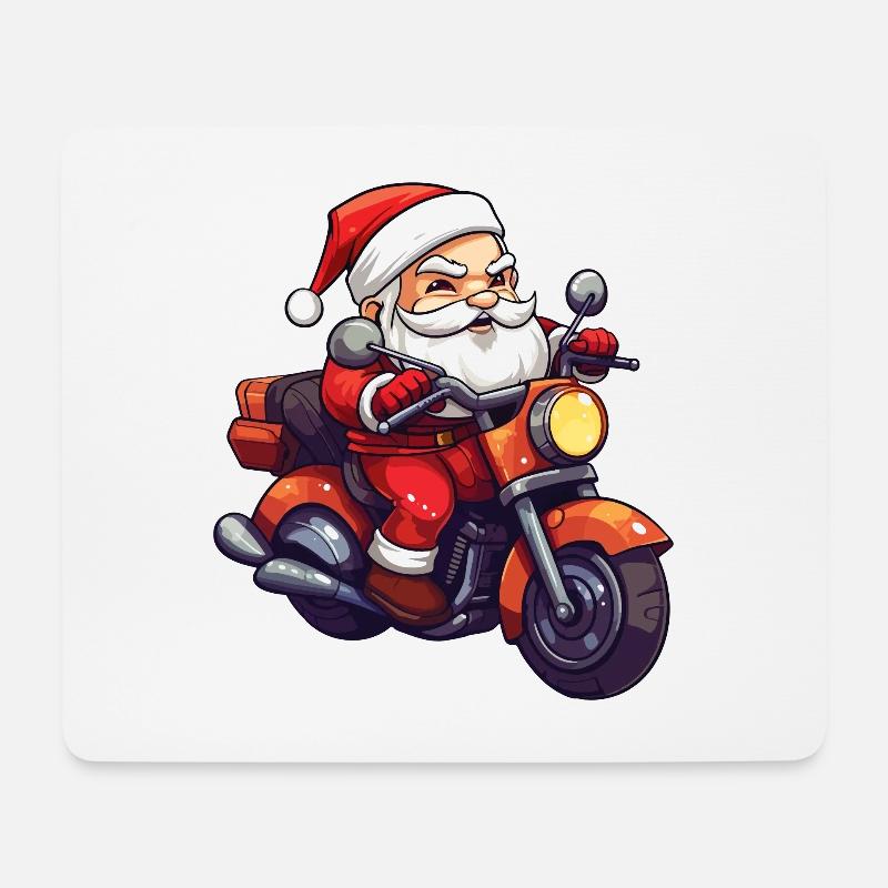 Weihnachtsmann Motorrad Sonnenbrille Weihnachten - Mousepad (Querformat) - Weiß