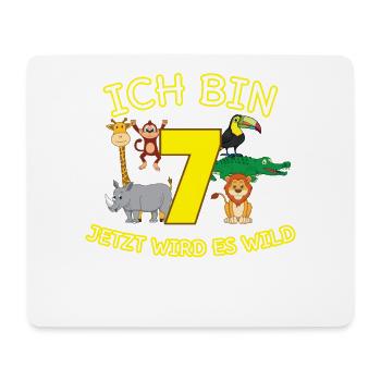 7. Geburtstag 7 Jahre Kind Affe Löwe Zoo Geschenk - Mousepad (Querformat) - Weiß - Vorne