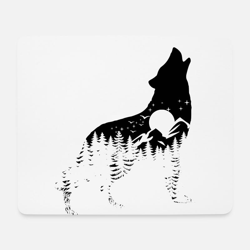 Wolf Silhouette - Artenschutz - Lebensraum - Mousepad (Querformat) - Weiß