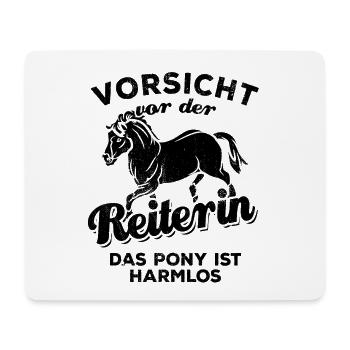 Vorsicht vor der Reiterin das Pony ist harmlos - Mousepad (Querformat) - Weiß - Vorne