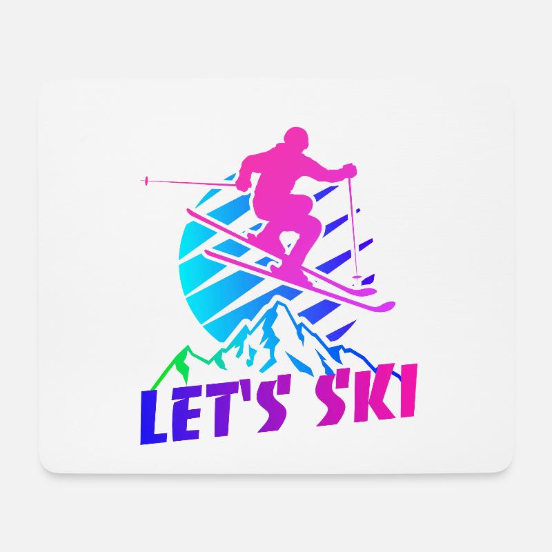 Let's Ski, 80er Retro, Apres Ski, Wintersport, Ski - Mousepad (Querformat) - Weiß