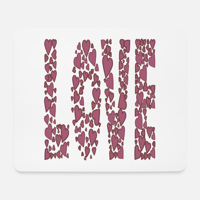rot-Herzen-LOVE - Mousepad (Querformat) - Weiß