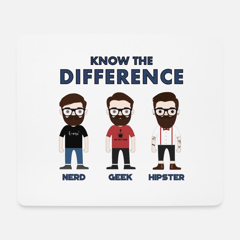Nerd, geek ou hipster? - Tapis de souris (format paysage) - blanc