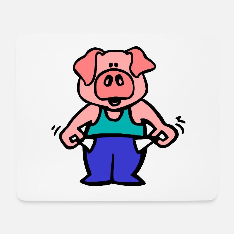 armes Schwein - Mousepad (Querformat) - Weiß