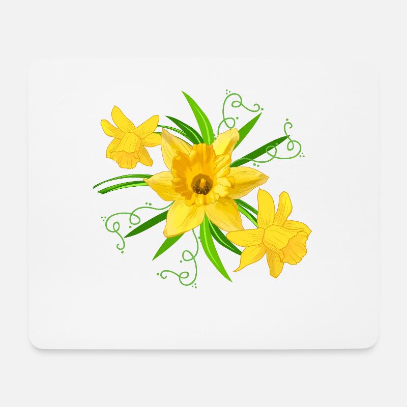 Gelbe Narzissen Blumen Frühling Ostern Blumen - Mousepad (Querformat) - Weiß