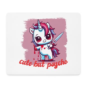 Cute but Psycho Einhorn - Mousepad (Querformat) - Weiß - Vorne