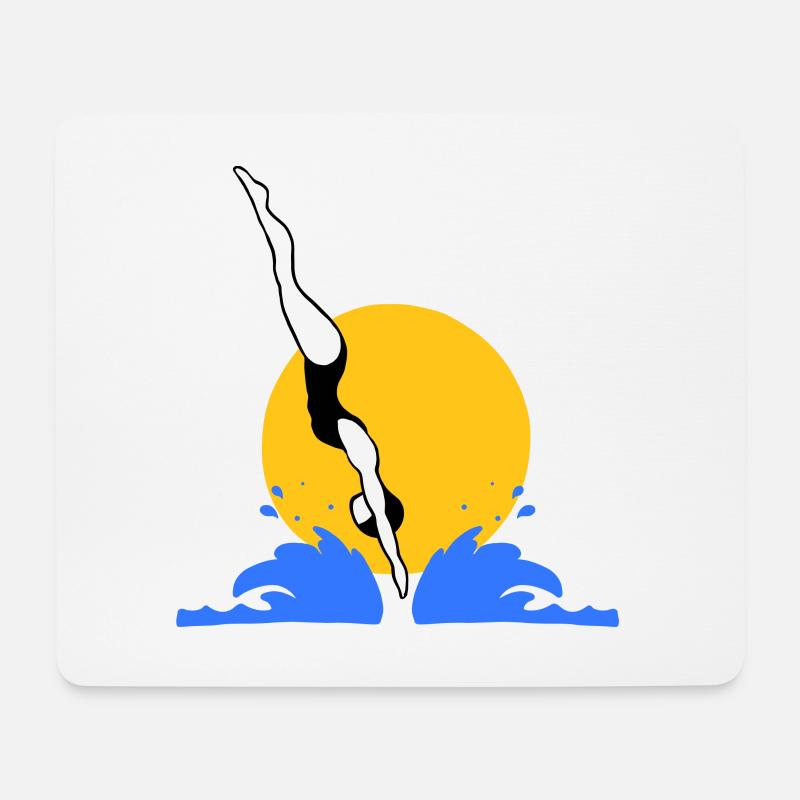 Sprung ins Wasser - Mousepad (Querformat) - Weiß