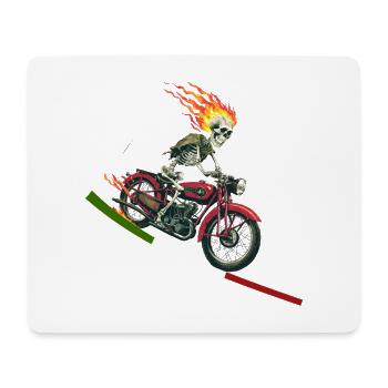 Skelett in Motorrad Flammende Italienische Flagge - Mousepad (Querformat) - Weiß - Vorne