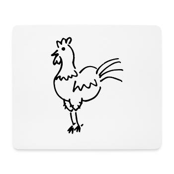 Rooster drawing black - Mouse Pad (horizontal) - white - Front