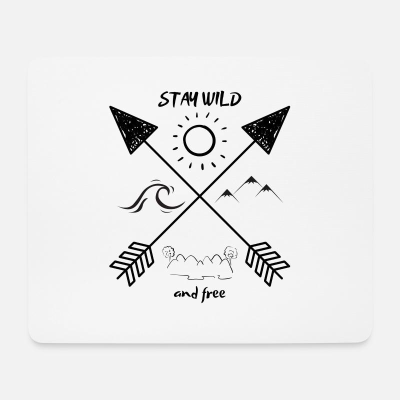 Stay wild and free! black font - Mouse Pad (horizontal) - white