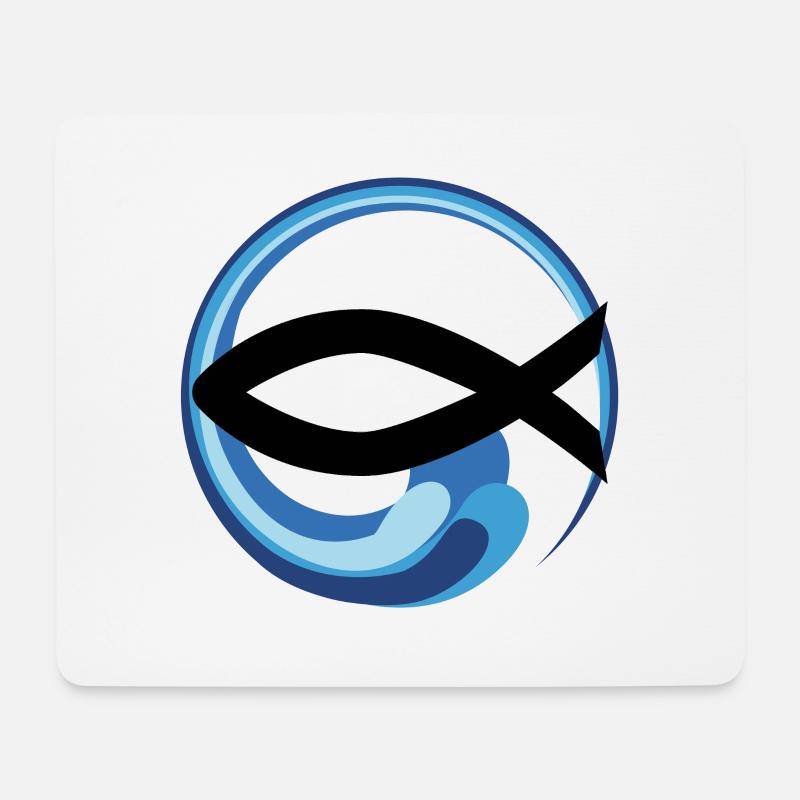 EUCHARISTISCHER FISCH IM WASSER - Mousepad (Querformat) - Weiß