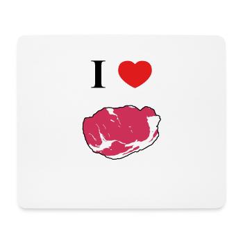 I love <3 Steak - Barbecue Liebe Meatlover - Mousepad (Querformat) - Weiß - Vorne