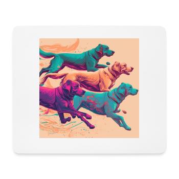 Chiens colorés - Groupe de chiens - Tapis de souris (format paysage) - blanc - Devant