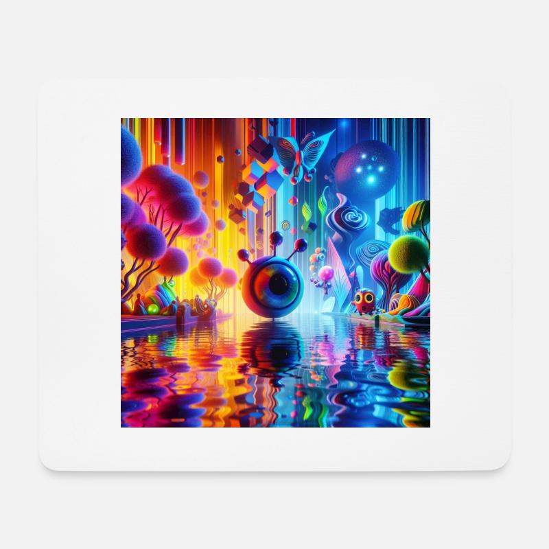 Surreale Traumlandschaft: Neon-Gewässer - Mousepad (Querformat) - Weiß