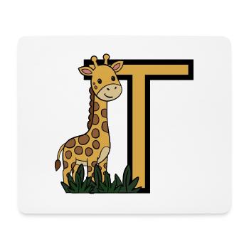 Giraffe und T Alphabet Design - Mousepad (Querformat) - Weiß - Vorne