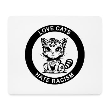 LOVE CATS HATE RACISM - Mouse Pad (horizontal) - white - Front