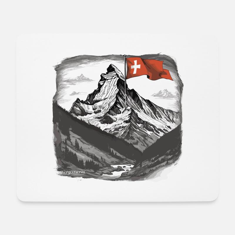 Matterhorn Schweizer Alpen - Mousepad (Querformat) - Weiß