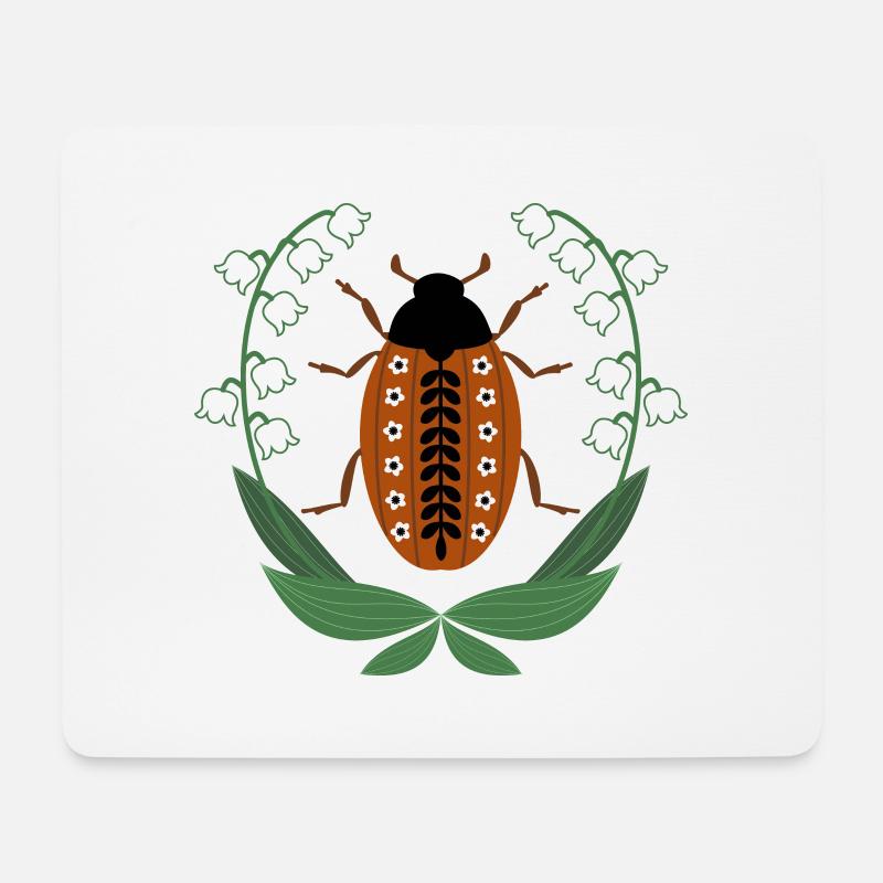 Maikäfer mit Maiglöckchen - Mousepad (Querformat) - Weiß